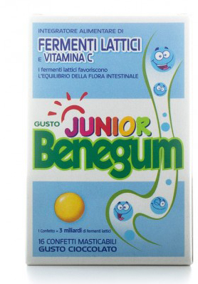 BENEGUM JUNIOR FERMENTI LATTICI E VITAMINA C 16 CONFETTI MASTICABILI - Farmacia Dott. Pasquale Russo