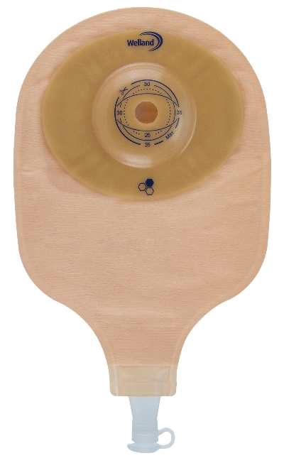 SACCA PER UROSTOMIA OPACA RITAGLIABILE AURUM CONVEX URO MIDI CON MIELE DI MANUKA DIAMETRO 13-48 MM INIZIO CONVESSITA' 48 MM 10 PEZZI - Farmacia Dott. Pasquale Russo