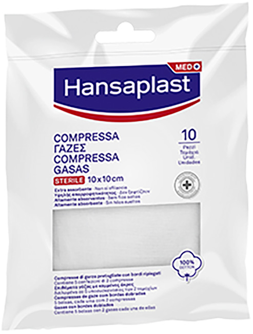 HANSAPLAST GARZA COMPRESSA 10 X 10 CM 10 PEZZI - Farmacia Dott. Pasquale Russo