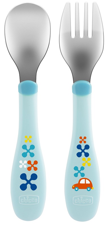 CHICCO POSATE INOX 18M+ AZZURRO/VERDE - Farmacia Dott. Pasquale Russo