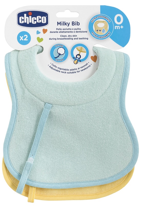 CHICCO BAVAGLINE 0M+ 2PZ AZZURRO - Farmacia Dott. Pasquale Russo
