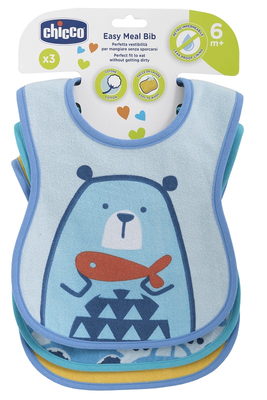 CHICCO BAVAGLINO PAPPA 6M 3 PEZZI BOY - Farmacia Dott. Pasquale Russo