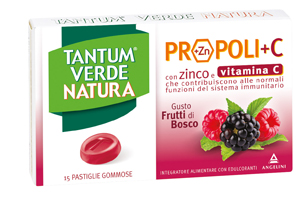 TANTUM VERDE NATURA PROPOLI+C CON ZINCO E VITAMINA C 15 PASTIGLIE GOMMOSE GUSTO FRUTTI DI BOSCO - Farmacia Dott. Pasquale Russo