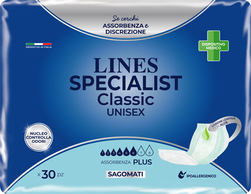 PANNOLONE SAGOMATO LINES SPECIALIST CLASSIC PLUS 30 PEZZI - Farmacia Dott. Pasquale Russo