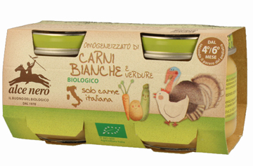 OMOGENEIZZATO CARNI BIANCHE CON VERDURE BABY FOOD BIO ALCE NERO 2X80 G - Farmacia Dott. Pasquale Russo