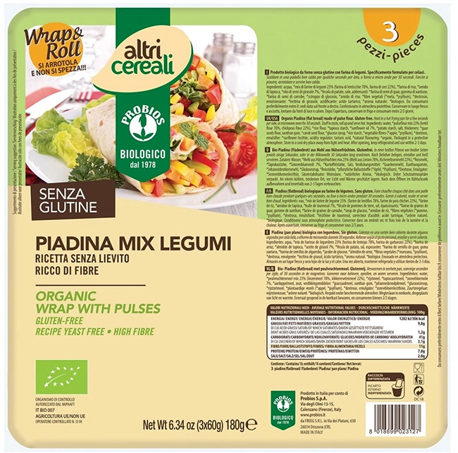 ALTRICEREALI PIADINA MIX LEGUMI 3 X 60 G - Farmacia Dott. Pasquale Russo