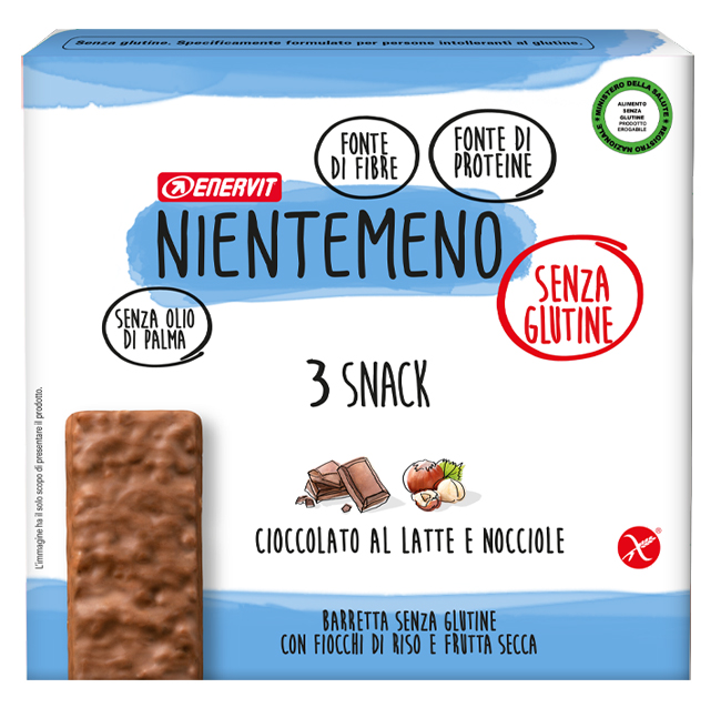 NIENTEMENO BAR CIOCCOLATO AL LATTE NOCCIOLE 3 X 33 G - Farmacia Dott. Pasquale Russo