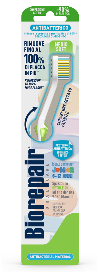BIOREPAIR ORAL CARE SPAZZOLINO ANTIBATTERICO JUNIOR 6-12 ANNI PIU' COMFORT SETOLE MEDIO SOFT - Farmacia Dott. Pasquale Russo