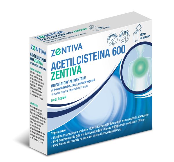 ACETILCISTEINA 600 ZENTIVA 10 BUSTINE BIPARTITE GUSTO TROPICAL - Farmacia Dott. Pasquale Russo