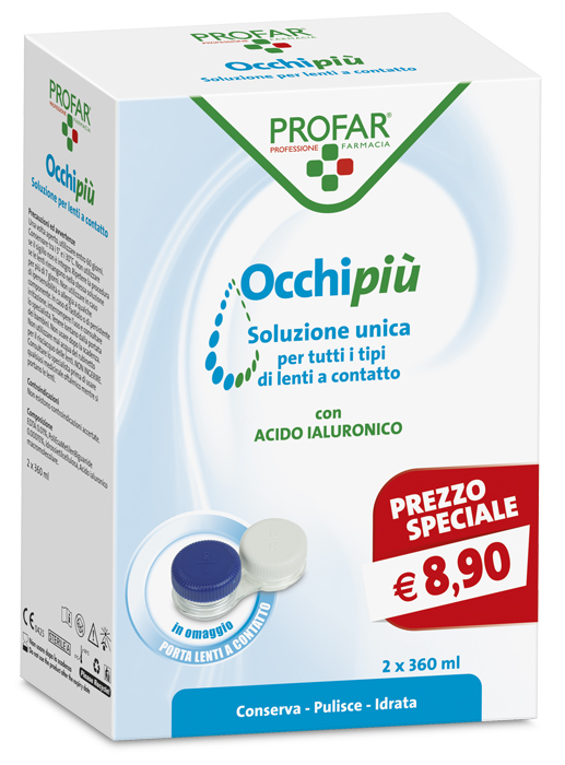 PROFAR OCCHIPIU' SOLUZIONE UNICA 2 FLACONI DA 360 ML CE - Farmacia Dott. Pasquale Russo