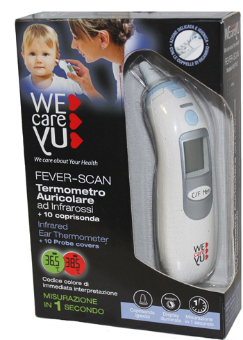 TERMOMETRO AURICOLARE WECAREYU FEVER-SCAN AD INFRAROSSI CON 10 COPRISONDA - Farmacia Dott. Pasquale Russo
