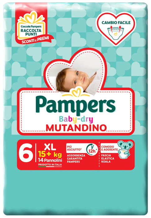 PAMPERS BABY DRY MUTANDINA XL 6 SMALL PACK 14 PEZZI - Farmacia Dott. Pasquale Russo