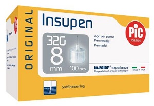 AGO PER PENNA PIC INSUPEN ORIGINAL GAUGE 32X8 MM 100 PEZZI - Farmacia Dott. Pasquale Russo