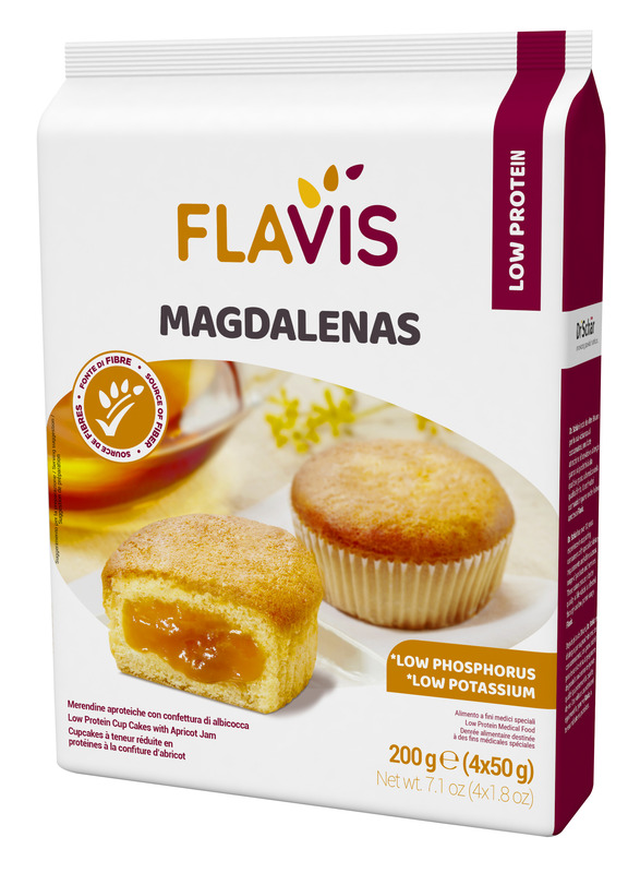 FLAVIS MAGDALENAS MERENDINE APROTEICHE CON CONFETTURA DI ALBICOCCA 4 MONOPORZIONI DA 50 G - Farmacia Dott. Pasquale Russo