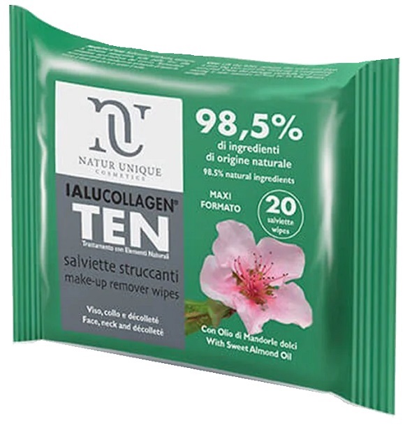 NATUR UNIQUE IALUCOLLAGEN TEN SALVIETTE STRUCCANTI VISO 20 SALVIETTE MAXI - Farmacia Dott. Pasquale Russo