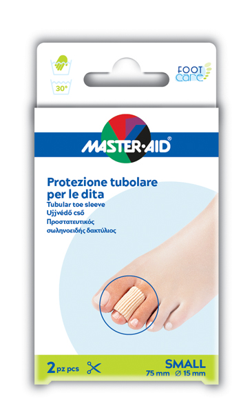 PROTEZIONE TUBOLARE IN GEL MASTER-AID FOOTCARE ELASTICIZZATO SMALL 7,5 CM 15 MM 2 PEZZI C4 - Farmacia Dott. Pasquale Russo