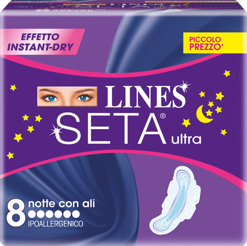 LINES SETA ULTRA ASSORBENTI DA NOTTE 8 PEZZI - Farmacia Dott. Pasquale Russo