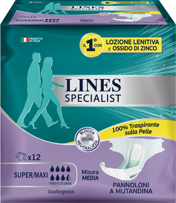 LINES SPECIALIST PANNOLONE A MUTANDA MEDIA 12 PEZZI - Farmacia Dott. Pasquale Russo