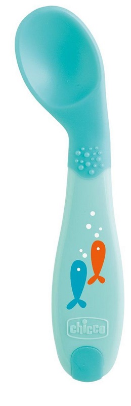 CHICCO CUCCHIAIO ANGOLATO 8M+ AZZURRO - Farmacia Dott. Pasquale Russo
