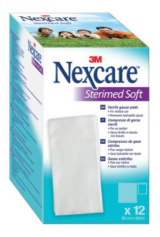 GARZA COMPRESSA STERILE NEXCARE STERIMED SOFT 18X40 CM MUL TILINGUAL 12 PEZZI - Farmacia Dott. Pasquale Russo