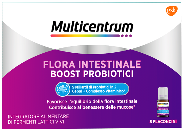 MULTICENTRUM FLORA INTESTINALE BOOST PROBIOTICI 8 FLACONCINI - Farmacia Dott. Pasquale Russo