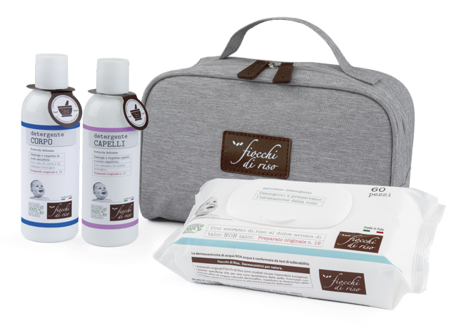 FIOCCHI DI RISO COFANETTO BAGNETTO 1 DETERGENTE CORPO 200 ML + 1 DETERGENTE CAPELLI 200 ML + SALVIETE ACQUA NON ACQUA 60 PEZZI + BEAUTY - Farmacia Dott. Pasquale Russo