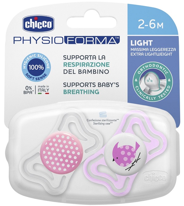 CHICCO SUCCHIETTO LIGHT GIRL SILICONE 2-6 MESI 2 PEZZI - Farmacia Dott. Pasquale Russo