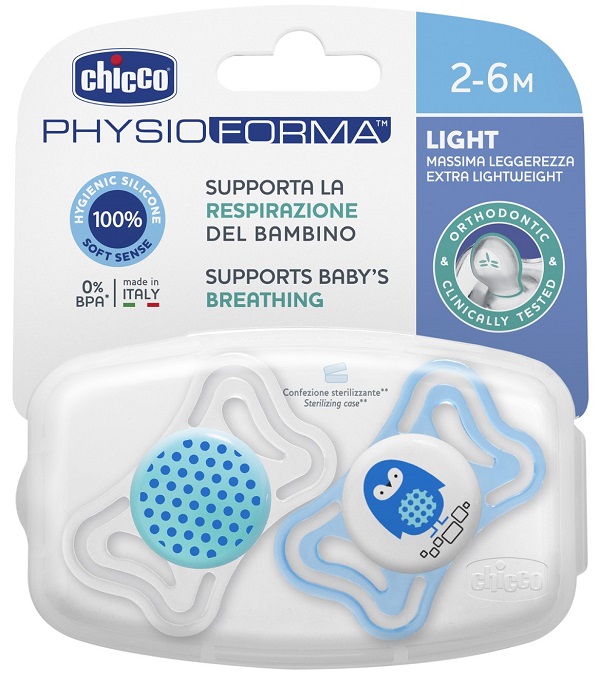 CHICCO SUCCHIETTO LIGHT BOY SILICONE 2-6 MESI 2 PEZZI - Farmacia Dott. Pasquale Russo