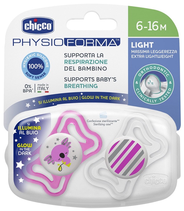 CHICCO SUCCHIETTO LIGHT LUMINOSO SILICONE 6-16 MESI 2 PEZZI - Farmacia Dott. Pasquale Russo