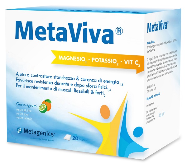 METAVIVA MAGNESIO POTASSIO VITAMINA C 20 BUSTINE - Farmacia Dott. Pasquale Russo