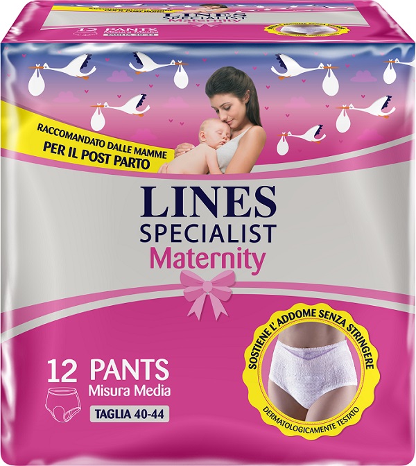 LINES SPECIALIST MATERNITY MUTANDINA ASSORBENTE PER PERDITE POST PARTO MISURA MEDIUM 12 PEZZI - Farmacia Dott. Pasquale Russo