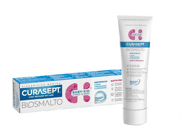 CURASEPT BIOSMALTO DENTIFRICIO BABY KID FRAGOLA CARIE ABRASIONE & EROSIONE 50 ML - Farmacia Dott. Pasquale Russo
