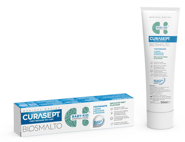 CURASEPT BIOSMALTO DENTIFRICIO BABY KID MENTA CARIE ABRASIONE & EROSIONE 50 ML - Farmacia Dott. Pasquale Russo