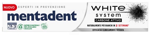 MENTADENT WHITE SYSTEM CHARCOAL 75 ML - Farmacia Dott. Pasquale Russo