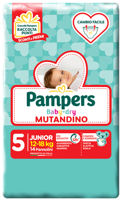 PANNOLINO A MUTANDINA PAMPERS BABY DRY JUNIOR SMALL PACK 14 PEZZI - Farmacia Dott. Pasquale Russo