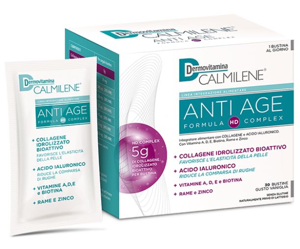 DERMOVITAMINA CALMILENE ANTIAGE IA A BASE DI COLLAGENE E ACIDO IALURONICO POLVERE 30 BUSTINE GUSTO VANIGLIA - Farmacia Dott. Pasquale Russo
