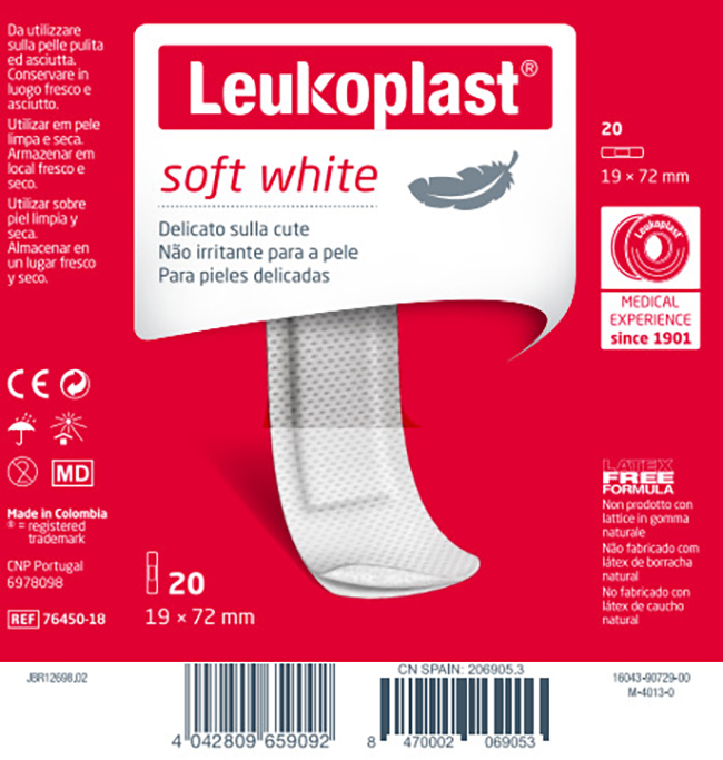 LEUKOPLAST SOFT WHITE 72 X 19 CM 20 PEZZI - Farmacia Dott. Pasquale Russo