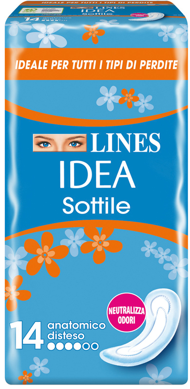 LINES IDEA ASSORBENTE SOTTILE DISTESO ANATOMICO 14 PEZZI - Farmacia Dott. Pasquale Russo