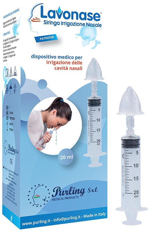 LAVONASE IRRIGAZIONE NASALE NON STERILE SIRINGA 20 ML + LUER-LOCK CON CAPPUCCIO + UGELLO NASALE CON RACCORDO LUER-LOCK + PERFORATORE CON VALVOLA NON RITORNO CON TAPPO - Farmacia Dott. Pasquale Russo