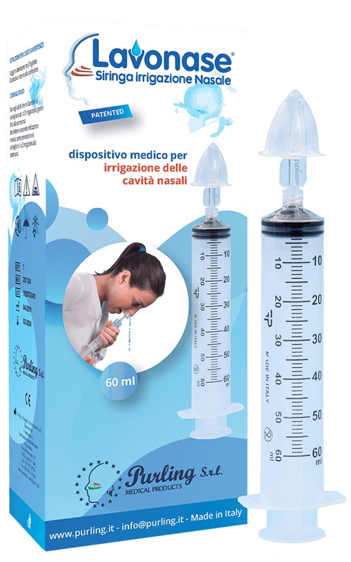 LAVONASE IRRIGAZIONE NASALE NON STERILE SIRINGA 60 ML + LUER-LOCK CON CAPPUCCIO + UGELLO NASALE CON RACCORDO LUER-LOCK + PERFORATORE CON VALVOLA NON RITORNO CON TAPPO - Farmacia Dott. Pasquale Russo