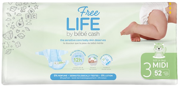 FREELIFE BY BEBECASH PANNOLINI MIDI TAGLIA 3 4-9 KG GIROVITA 35-56 CM 52 PEZZI - Farmacia Dott. Pasquale Russo
