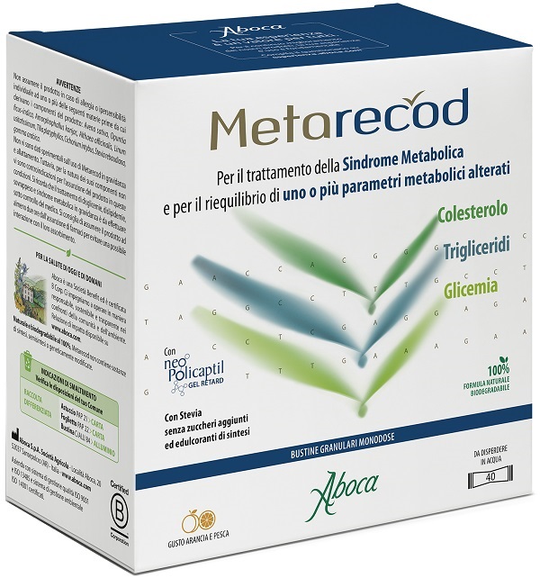 METARECOD 40 BUSTINE GRANULARI X 2,5G GUSTO ARANCIA E PESCA - Farmacia Dott. Pasquale Russo