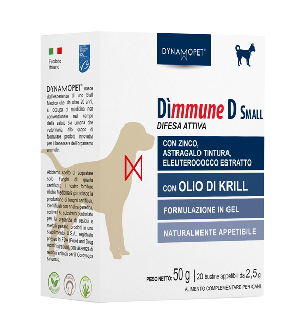 DIMMUNE D SMALL CANI 20 BUSTINE APPETIBILI DA 2,5 G - Farmacia Dott. Pasquale Russo