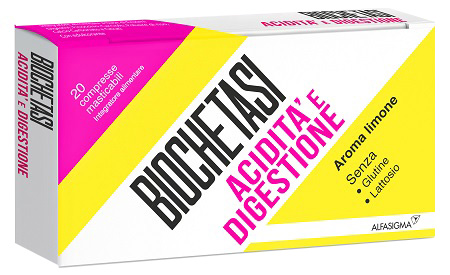 BIOCHETASI ACIDITA' E DIGESTIONE 20 COMPRESSE MASTICABILI AROMA LIMONE - Farmacia Dott. Pasquale Russo