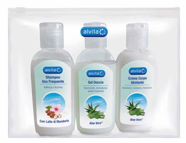 ALVITA KIT VIAGGIO BODY CARE 1 GEL DOCCIA ALOE VERA 75 ML + 1 CREMA CORPO IDRATANTE ALOE 75 ML + 1 SHAMPOO USO FREQUENTE 75 ML - Farmacia Dott. Pasquale Russo