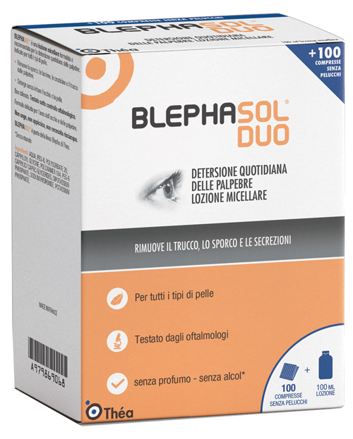 BLEPHASOL DUO SOLUZIONE MICELLARE IGIENE PALPEBRALE 100 ML + 100 GARZE - Farmacia Dott. Pasquale Russo