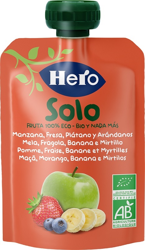 HERO SOLO FRUTTA FRULLATA 100% BIO MELA BANANA FRAGOLA 100 G - Farmacia Dott. Pasquale Russo