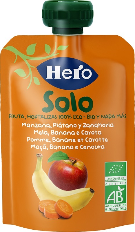HERO SOLO FRUTTA FRULLATA 100% BIO MELA BANANA CAROTA 100 G - Farmacia Dott. Pasquale Russo