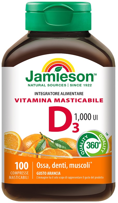 JAMIESON VITAMINA D MASTICABILE ARANCIA 100 COMPRESSE - Farmacia Dott. Pasquale Russo