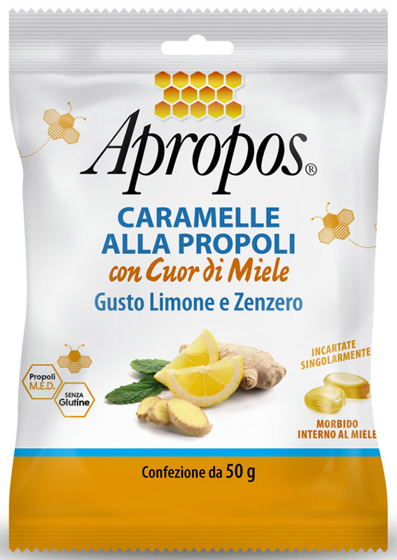 APROPOS CARAMELLE DURE LIMONE/ZENZERO CUOR DI MIELE 50 G - Farmacia Dott. Pasquale Russo